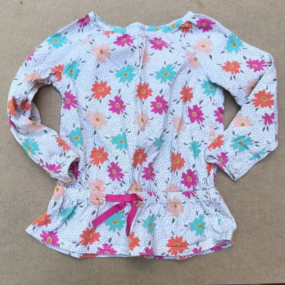 Genuine Kids from Oshkosh B'gosh Pink Gray Floral Tunic Girls Toddler 4T